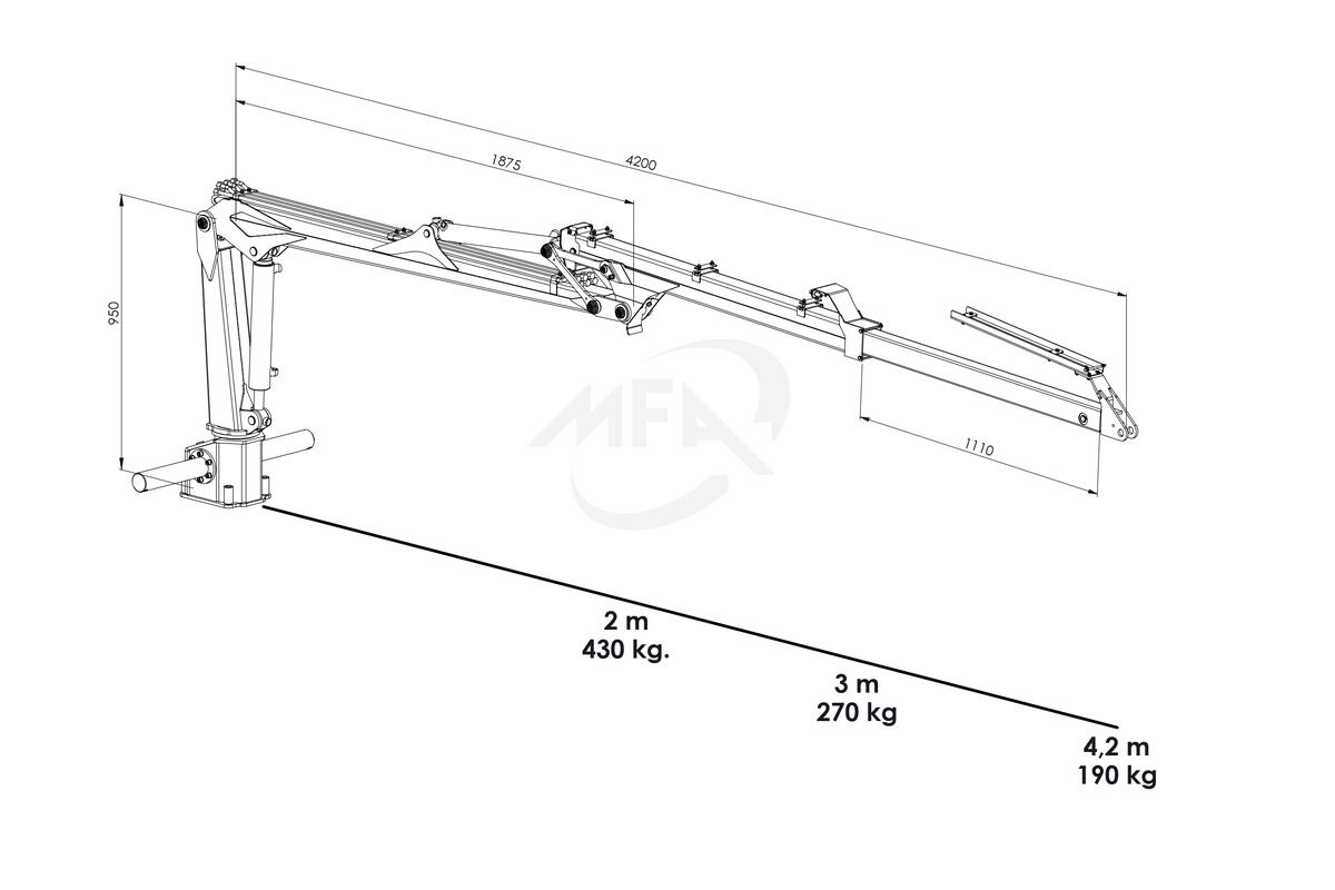 Remorque 1,5 T pour quad, 4x4 avec grue 4,2m